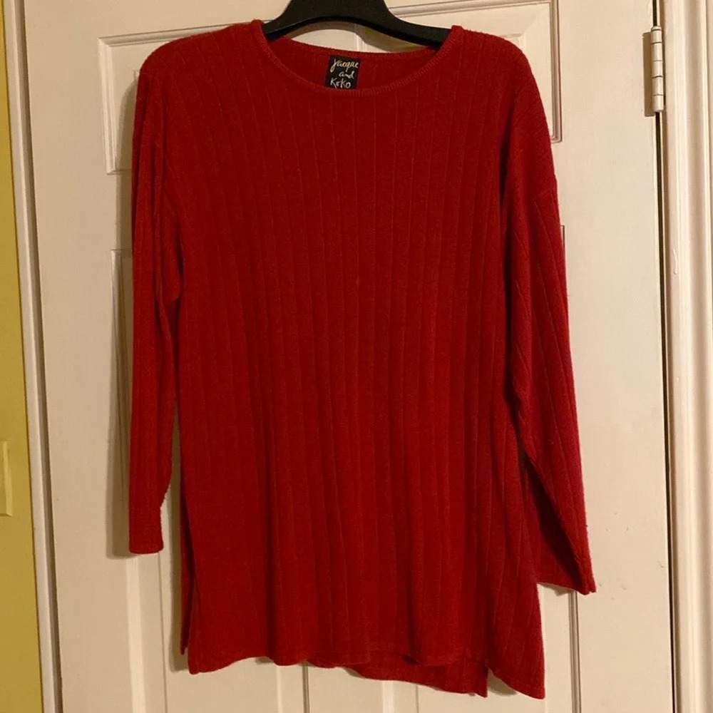 Jacque and KoKo long red sweater